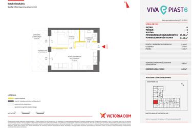 Rzut - Mieszkanie na sprzedaż 2 pokoje o powierzchni 35,33 m² - numer 103 w Viva Piast 6