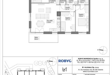 Rzut - Mieszkanie na sprzedaż 4 pokoje o powierzchni 75,59 m² - numer 1.1M06 w Szumilas