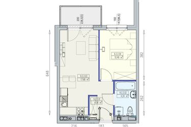 Rzut - Mieszkanie na sprzedaż 2 pokoje o powierzchni 36,99 m² - numer K2 9/2/2/2a w Południk 17 - budynek K2