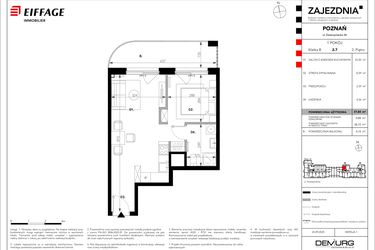 Rzut - Mieszkanie na sprzedaż 1 pokój o powierzchni 37,84 m² - numer B.2.7 w Zajezdnia