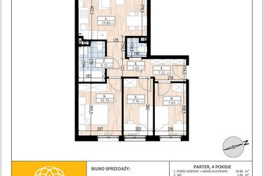Rzut - Mieszkanie na sprzedaż 4 pokoje o powierzchni 59,6 m² - numer C3/0/1 w ACCANTO