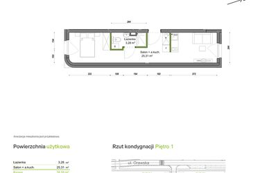 Rzut - Mieszkanie na sprzedaż 1 pokój o powierzchni 28,59 m² - numer C1/B/04 w Orawska Vita