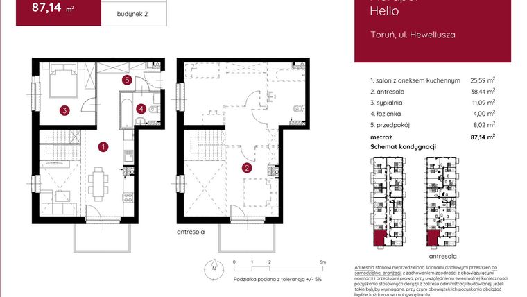 Rzut - Mieszkanie na sprzedaż 2 pokoje o powierzchni 86,95 m² - numer 2.A.2.05 w Murapol Helio