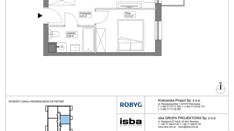 Rzut - Mieszkanie na sprzedaż 2 pokoje o powierzchni 38,73 m² - numer KR8/C/5/7 w Apartamenty Krakowska etap VIII