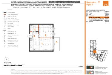 Rzut - Mieszkanie na sprzedaż 2 pokoje o powierzchni 41,32 m² - numer 27 w Zarzecze II Pruszków