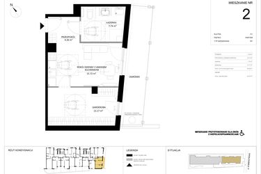 Rzut - Mieszkanie na sprzedaż 1 pokój o powierzchni 40,89 m² - numer 2 w SILO