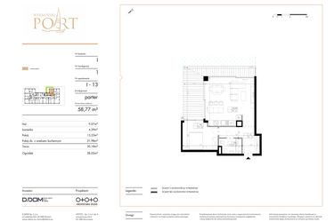 Rzut - Mieszkanie na sprzedaż 2 pokoje o powierzchni 58,77 m² - numer I_13 w Warmiński Port etap V