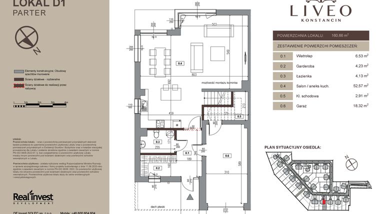 Rzut - Dom na sprzedaż 5 pokoi o powierzchni 160,66 m² - numer D1 w Liveo Konstancin