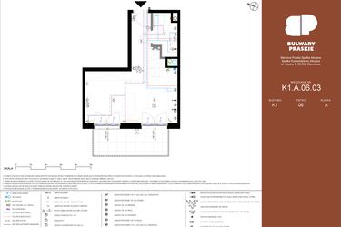 Rzut - Mieszkanie na sprzedaż 1 pokój o powierzchni 31,35 m² - numer K1.A.06.03 w Bulwary Praskie etap K i L