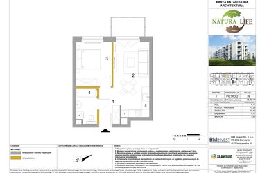 Rzut - Mieszkanie na sprzedaż 2 pokoje o powierzchni 36,46 m² - numer I.39 w Osiedle Natura Life budynki GHI