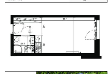 Rzut - Mieszkanie na sprzedaż 1 pokój o powierzchni 25,14 m² - numer AB.3.068 w Nadolnik Compact Apartments etap III