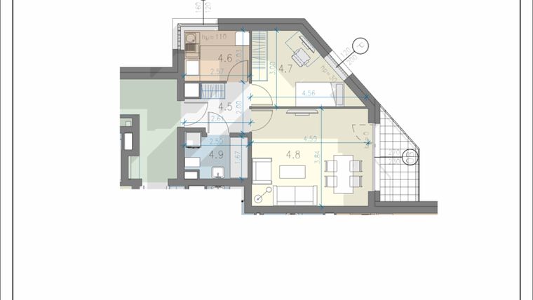 Rzut - Mieszkanie na sprzedaż 2 pokoje o powierzchni 40,9 m² - numer 25 w Residence Przewóz 41