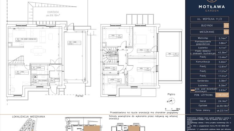 Rzut - Mieszkanie na sprzedaż 5 pokoi o powierzchni 138,2 m² - numer D3.M2 w Motława Garden