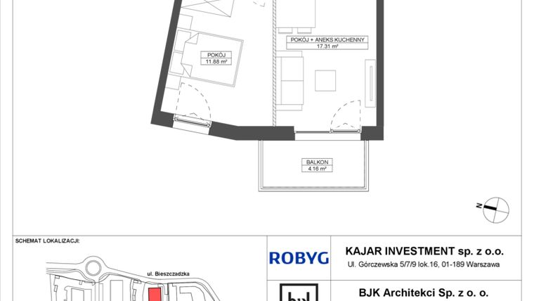 Rzut - Mieszkanie na sprzedaż 2 pokoje o powierzchni 36,56 m² - numer C.4M17 w Foresteria