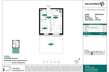 Rzut - Mieszkanie na sprzedaż 2 pokoje o powierzchni 38,55 m² - numer C52 w Milczańska 18