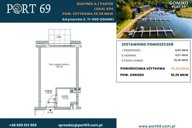 Rzut - Mieszkanie na sprzedaż 1 pokój o powierzchni 25,59 m² - numer A-04 w Port 69