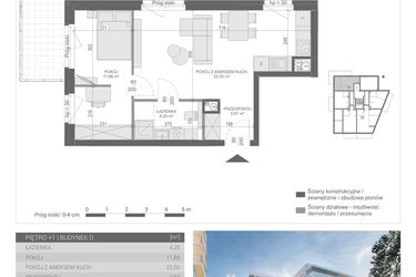 Rzut - Mieszkanie na sprzedaż 2 pokoje o powierzchni 41,48 m² - numer M-8 w Unikat Apartamenty D