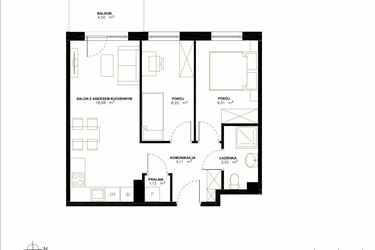 Rzut - Mieszkanie na sprzedaż 3 pokoje o powierzchni 48,23 m² - numer A2.2/54 w Altro A2/2