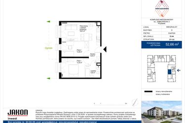 Rzut - Mieszkanie na sprzedaż 3 pokoje o powierzchni 52,66 m² - numer D.A4 w Wieruszowska D