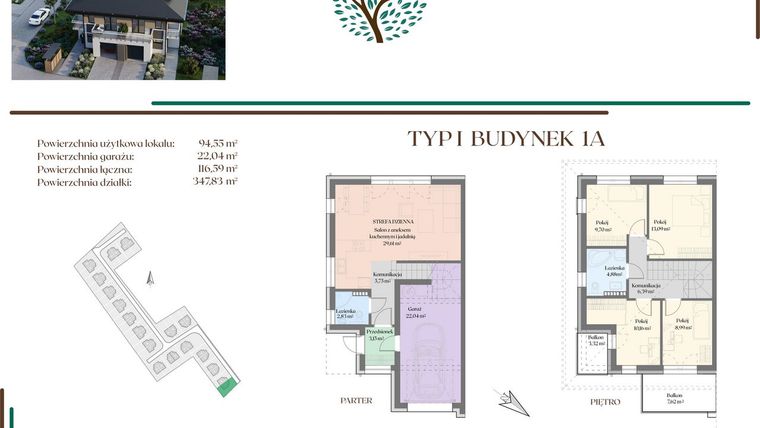 Rzut - Dom na sprzedaż 5 pokoi o powierzchni 116,59 m² - numer 1A w Olechowska Verde
