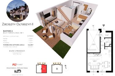 Rzut - Dom na sprzedaż 5 pokoi o powierzchni 126,24 m² - numer A1 w Zaciszny Ołtaszyn II