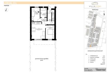 Rzut - Mieszkanie na sprzedaż 3 pokoje o powierzchni 50,07 m² - numer O3 w Villa Stoki (mieszkania)