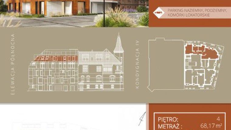 Rzut - Mieszkanie na sprzedaż 3 pokoje o powierzchni 64,23 m² - numer B.4.1 w Browar Jedności