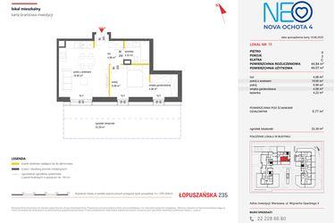 Rzut - Mieszkanie na sprzedaż 2 pokoje o powierzchni 44,84 m² - numer 38 w Neo Nova Ochota 4