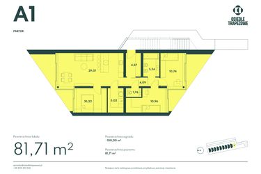 Rzut - Mieszkanie na sprzedaż 3 pokoje o powierzchni 81,71 m² - numer A1 w Osiedle Trapezowe