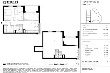 Rzut - Mieszkanie na sprzedaż 3 pokoje o powierzchni 104,33 m² - numer A12.P8 w Nocznickiego 29 bud. A
