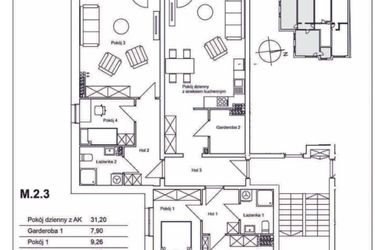 Rzut - Mieszkanie na sprzedaż 5 pokoi o powierzchni 133,63 m² - numer M.2.3 w Konopnickiej 12