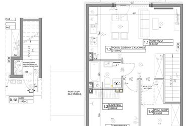 Rzut - Mieszkanie na sprzedaż 3 pokoje o powierzchni 58,82 m² - numer 98 w Manufaktura Marki 2 etap IV