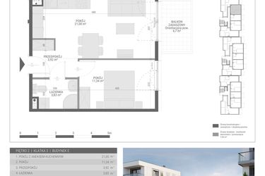 Rzut - Mieszkanie na sprzedaż 2 pokoje o powierzchni 40,09 m² - numer 52 w Monsa bud. E