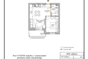 Rzut - Mieszkanie na sprzedaż 2 pokoje o powierzchni 40,84 m² - numer M39 w Osiedle Foresto etap 2