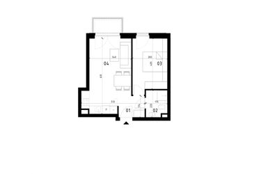 Rzut - Mieszkanie na sprzedaż 2 pokoje o powierzchni 38,8 m² - numer 18 w Traugutta