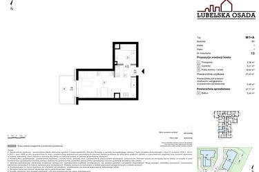 Rzut - Mieszkanie na sprzedaż 1 pokój o powierzchni 27,71 m² - numer B5.13 w Lubelska Osada budynek B5