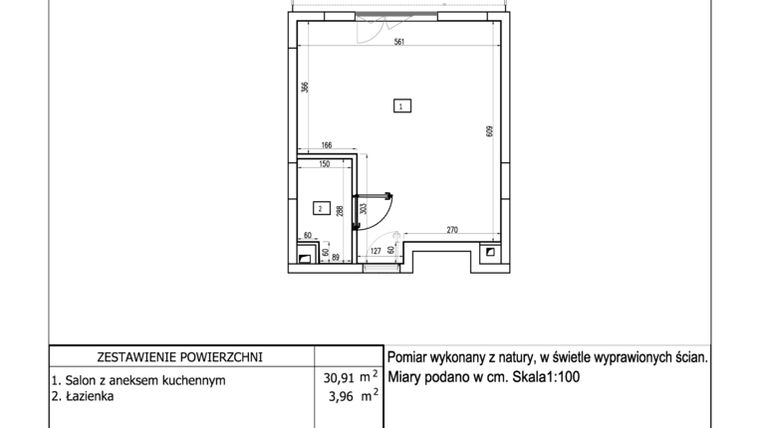 Rzut - Mieszkanie na sprzedaż 1 pokój o powierzchni 34,87 m² - numer 66 w Aquamarina Dąbki