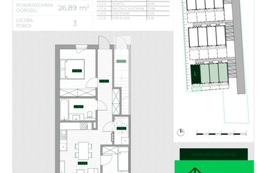Rzut - Mieszkanie na sprzedaż 3 pokoje o powierzchni 57,5 m² - numer L1 w Zielona Krzyszkowicka