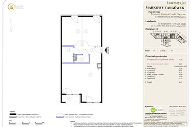 Rzut - Mieszkanie na sprzedaż 3 pokoje o powierzchni 69,28 m² - numer 24 w Markowy Targówek