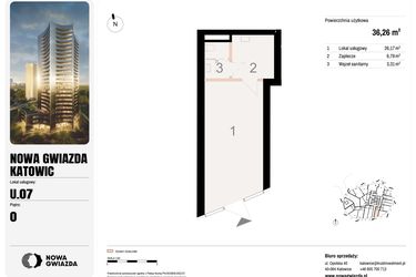 Rzut - Lokal użytkowy na sprzedaż 1 pokój o powierzchni 36,26 m² - numer U.07 w Nowa Gwiazda