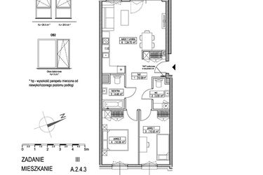 Rzut - Mieszkanie na sprzedaż 3 pokoje o powierzchni 65,92 m² - numer A.2.4.3 w Atut III