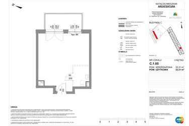 Rzut - Mieszkanie na sprzedaż 1 pokój o powierzchni 33,31 m² - numer C.1.05 w My Forest - Apartamenty inwestycyjne