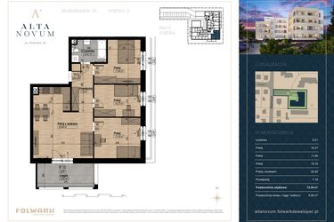 Rzut - Mieszkanie na sprzedaż 4 pokoje o powierzchni 73,34 m² - numer 15 w Alta Novum