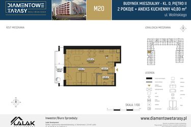 Rzut - Mieszkanie na sprzedaż 2 pokoje o powierzchni 40,8 m² - numer DM20 w Diamentowe Tarasy