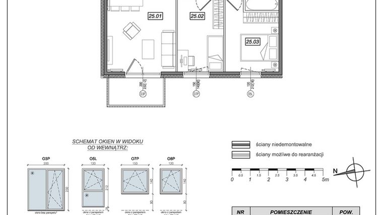 Rzut - Mieszkanie na sprzedaż 3 pokoje o powierzchni 54,66 m² - numer 6.A.25 w Urzeka bud. 6 i 7