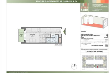Rzut - Mieszkanie na sprzedaż 1 pokój o powierzchni 17,39 m² - numer 2.24 w START PARK