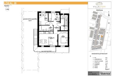 Rzut - Mieszkanie na sprzedaż 4 pokoje o powierzchni 63,55 m² - numer J8 w Villa Stoki (mieszkania)