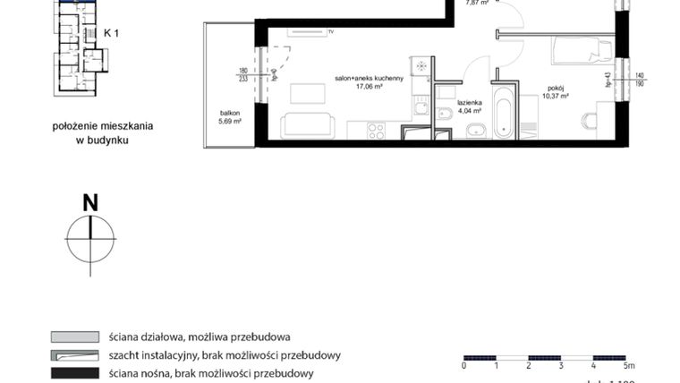 Rzut - Mieszkanie na sprzedaż 3 pokoje o powierzchni 49,01 m² - numer M36 w Kwarcowe Wzgórze