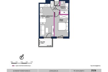 Rzut - Mieszkanie na sprzedaż 2 pokoje o powierzchni 36,24 m² - numer 195 w Moja Północna Etap III