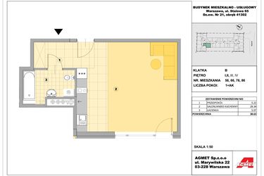 Rzut - Mieszkanie na sprzedaż 1 pokój o powierzchni 39,48 m² - numer 56 w Stalowa 65